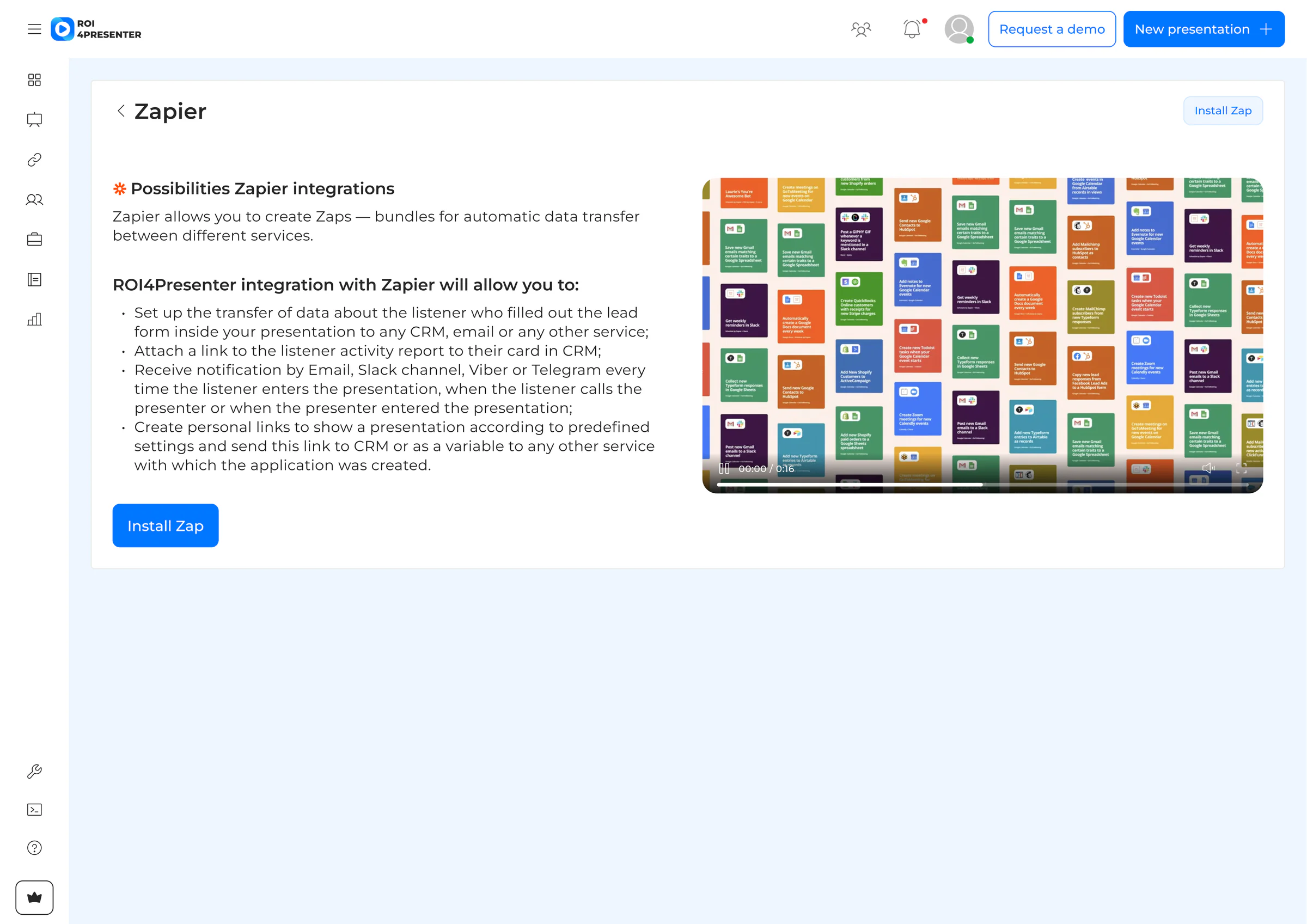 Connected integrations and calendar booking